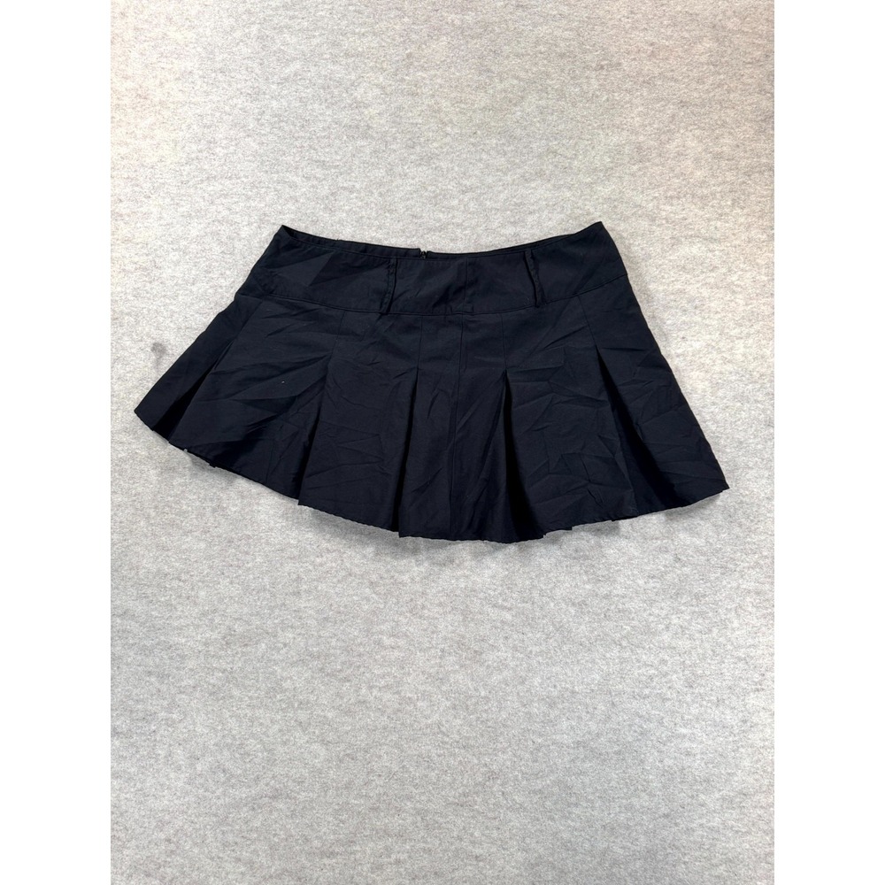 Womens Pleated Mini Skirt Black Everyday Casual Streetwear Back Zip Size M